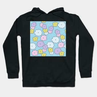 Vintage Puffs on Blue Hoodie